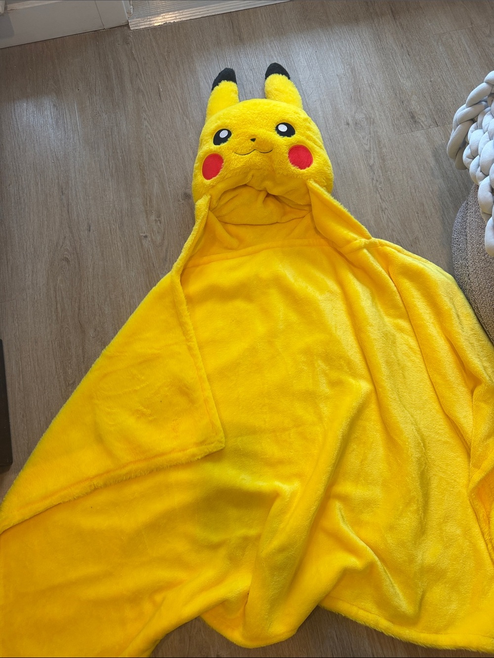 Pokemon Pikachu Yellow Hooded Kids Fleece Pajama Poncho